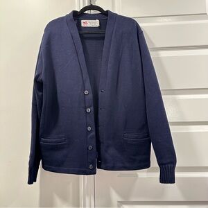 Navy Blue School Uniform Button Up Cardigan Sweater Size Large